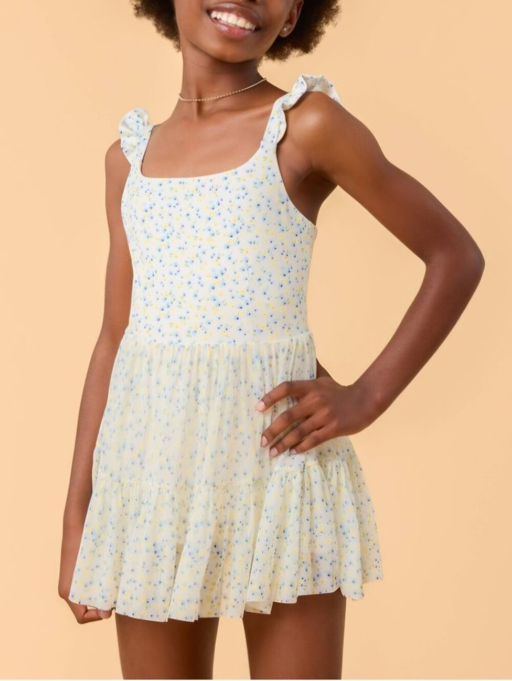 NWT Blogilates Girls' Mommy & Me Ballerina Ruffle Dress - White Floral Print